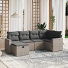 vidaXL 6 Piece Patio Sofa Set with Cushions Gray Poly Rattan - without storage - 2 of 4