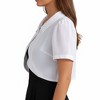 Anna-Kaci Women's Short Sleeve Cropped Bolero Jacket with Single Button Front and Peter Pan Collar - 3 of 4