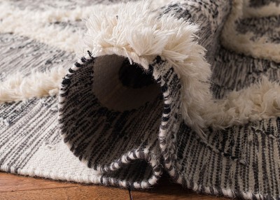 Kenya Collection Black Wool 9' x 12' Hand-Knotted Area Rug