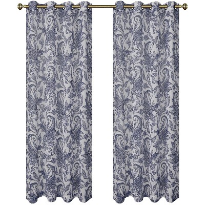 54 by 84-Inch Regal Home Collections Camila Magnolia Printed Faux Silk Window Panel with Grommets Grey 678298207656 