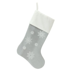 Christmas Stocking Set of 3 – Blue White Snowflake Polyester Holiday Stockings – 18.25"H – By Melrose - 1 of 3