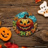 Pumpkin Spice and Crispy Leaves Stained Glass Style Ceramic Ornament, Halloween Themed Christmas Gift and Decor| OrnamentallyYou - 4 of 4
