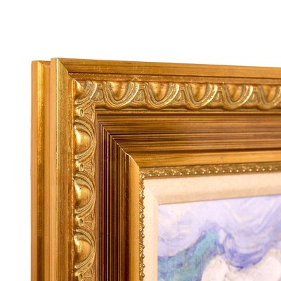 Golden Ornate Framed Wheat Field with Cypresses Canvas Print