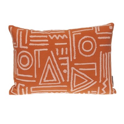 Parkland Collection,Transitional Geometric Orange 14" X 20" Pillow