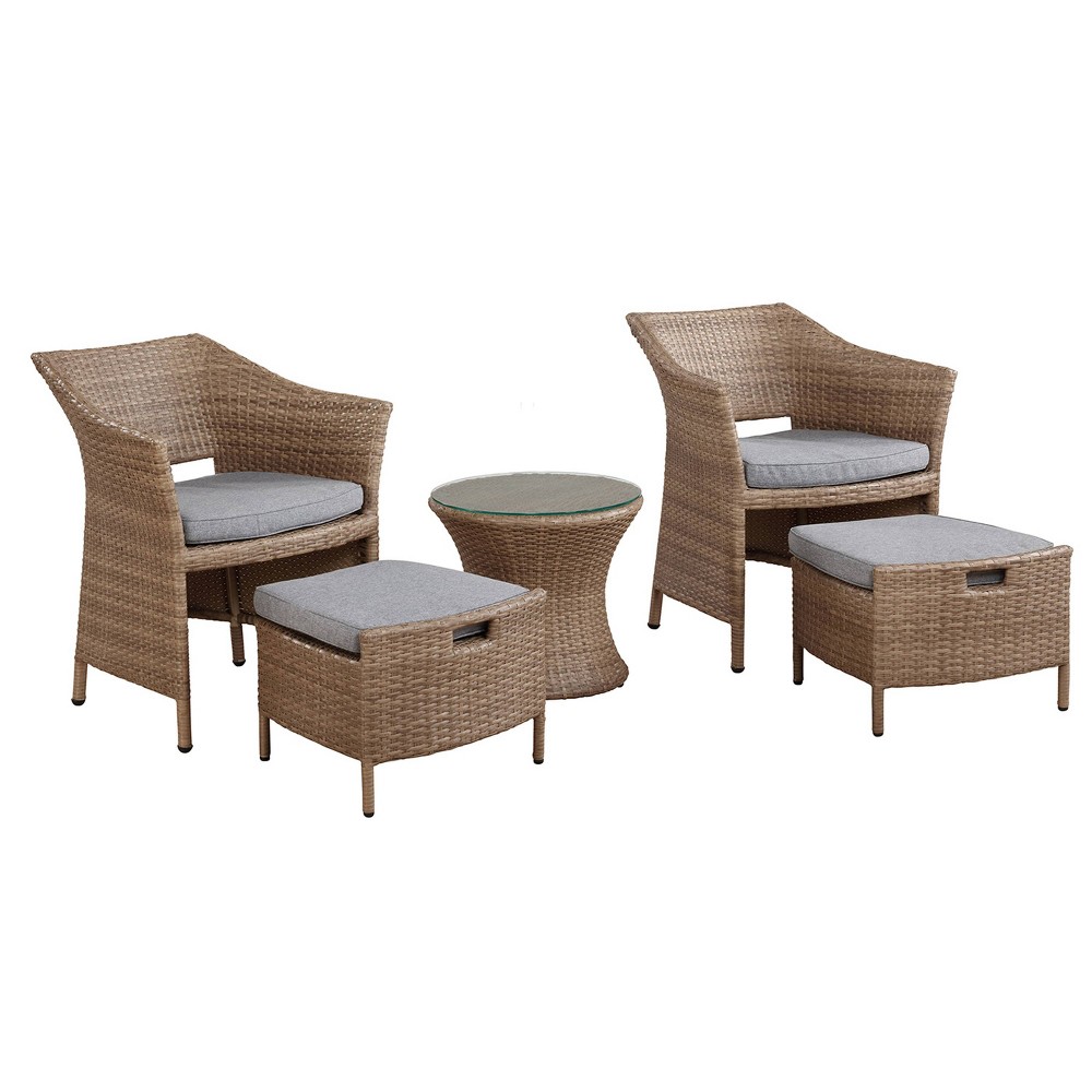 Photos - Garden Furniture Kokoli 5pc Conversation Set - Brown - Alaterre Furniture