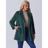 Allegra K Women's Lapel Collar Faux Fur Fuzzy Winter Long Overcoat with Pockets - 3 of 4