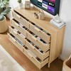 Airsurfer Bedroom Cabinet, 8 Double Dresser with rattan drawers, wood chest of drawers for living room, entry, Natural, 47.2''W x 15.8''D x 37.4''H. - 4 of 4
