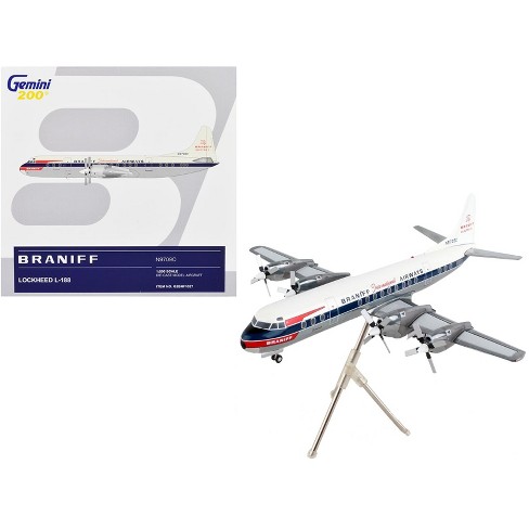 Lockheed L-188 Electra Commercial Aircraft White with Blue Stripes 1/200 Diecast Model Airplane by GeminiJets - image 1 of 3