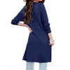 Girl's Long Cardigans Lightweight Sweater Knit Cardigan Open FrontLong Sleeve Shacket for Fall Longline Cardigan with Side Pockets,Navy Blue - L - 2 of 4
