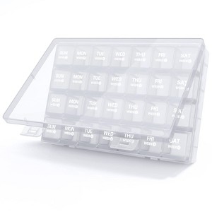 TookMag 28Days/4Weeks Pill Organizer, Large Medicine Pill Box, One-Month Pill Case, Travel Pill Organizer, Vitamin, Supplements, Dust-Proof, Black - 1 of 4