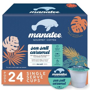 Manatee Gourmet Coffee Sea Salt Caramel Flavored Medium Roast Coffee Pods - 24ct - 1 of 4