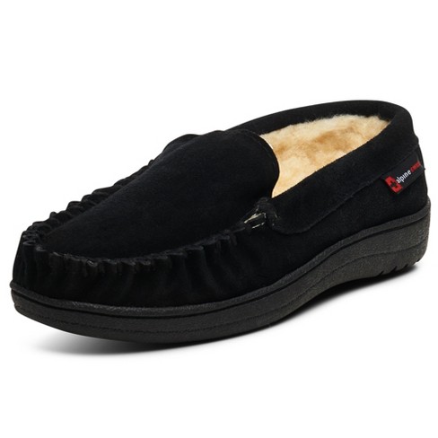 Alpine Swiss Yukon Mens Suede Shearling Slip On Moccasin Slippers