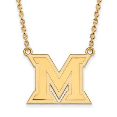 Black Bow Jewelry 10k Yellow Gold Miami Redhawks NCAA Necklace 18 Inch