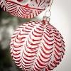 Red Embossed Ball Ornament Multicolor 4"H Glass Set of 2 - 2 of 2