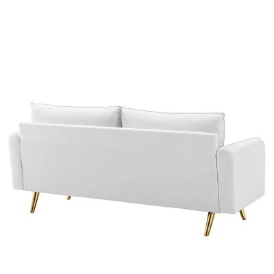 Revive 72" White Velvet Sofa with Removable Cushions