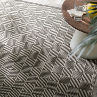 Checkerboard Chic Gray Stripe Synthetic 5' x 8' Area Rug