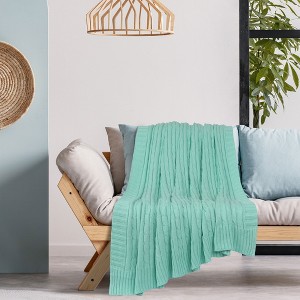 PiccoCasa Cotton Cable Soft Couch Decorative Knitted Throw Blanket 1 Pc - 1 of 4