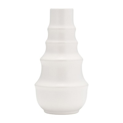 Sagebrook Home Decorative Ceramic Vase - Contemporary Ring Patterned Flower Vases for Home, Office Decorative