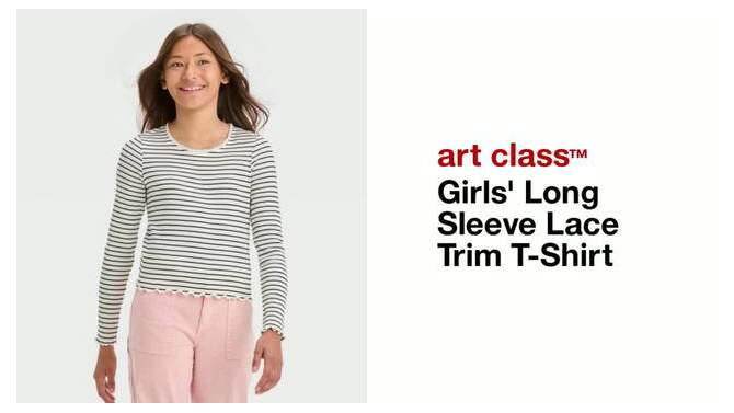 Girls' Long Sleeve Lace Trim T-Shirt - art class™, 2 of 7, play video