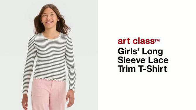 Girls' Long Sleeve Lace Trim T-Shirt - art class™, 2 of 7, play video