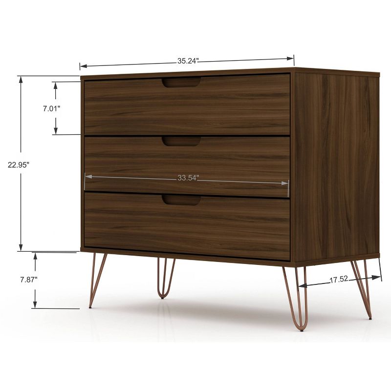 Set of 2 Rockefeller 3 Drawer Dresser - Manhattan Comfort, 4 of 12