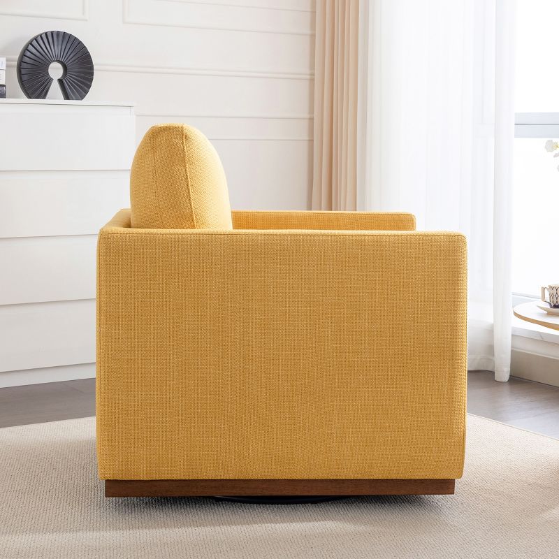 Mid-Century Style Linen Upholstered Swivel Chair, Armchair for Living Room, Bedroom, Office - ModernLuxe, 6 of 11