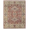 Ivory Red and Gold Wool Oriental Hand Knotted Area Rug With Fringe - 4 of 4