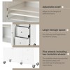 Vynxaria Rolling Mobile Kitchen Island with Solid Wood Top on Wheels,52.7 Inch Width,Storage Cabinet, Breakfast Bar,Spice Rack, Rack & Drawer (White) - 3 of 4