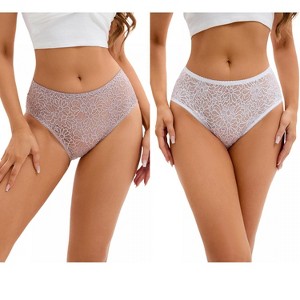 INSPIRE CHIC 2 Pcs Women's Breathable Briefs Regular & Plus Size Hipster Panties Mid-Waisted Underware - 1 of 4