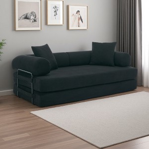 78.5" Corduroy Folding Convertible 3-Seater Sofa with Sleeper & DIY Modular Design - 1 of 4