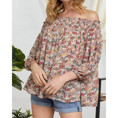 Women's Floral Smocked Off Shoulder Top - DAVI & DANI