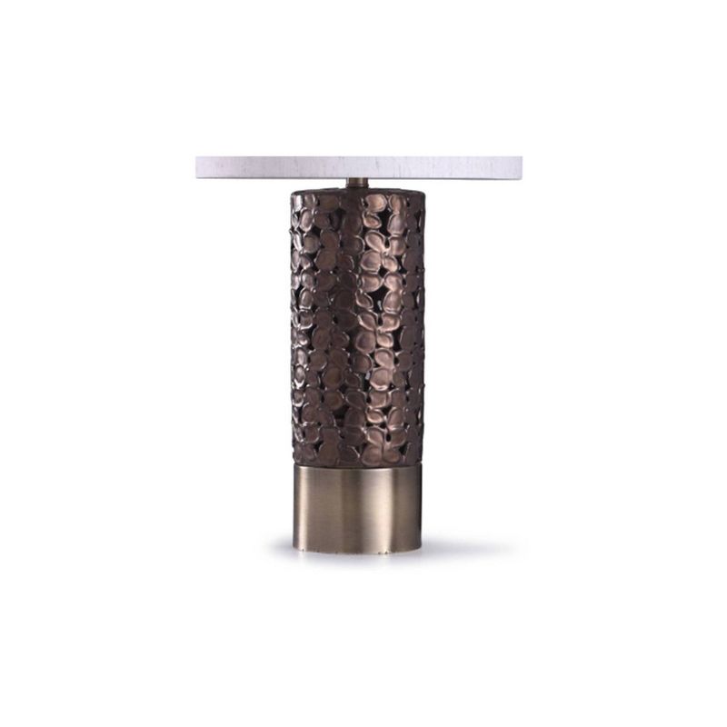 Chesham Floral Open Design Column Table Lamp with Drum Shade Brass - StyleCraft, 4 of 7