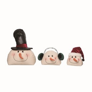 Transpac Polyester 11 in. Multicolor Christmas Plush Snowman Head Decor Set of 3 - 1 of 2