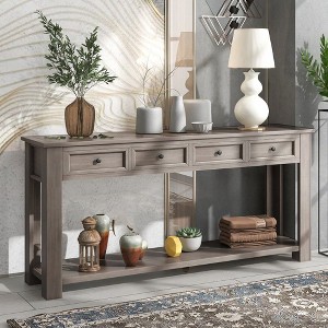 PAGED Modern Console Table with 4 Storage Drawers and Bottom Shelf, 63 inch Rectangle Entryway Table for Living Room,Hallway - 1 of 4
