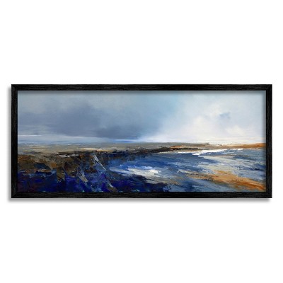 Stupell Industries Panoramic Cloudy Sea Landscape Framed Giclee Art