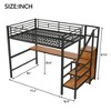 CAVINAS Full Size Bunk Bed with Desk Modern Metal Bed Frame with Wardrobe, Guardrail and Storage Stairs, Black - 4 of 4
