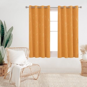 Deconovo Gold Line 52 Width Curtain Panel Pair (2 Panel) - 1 of 4