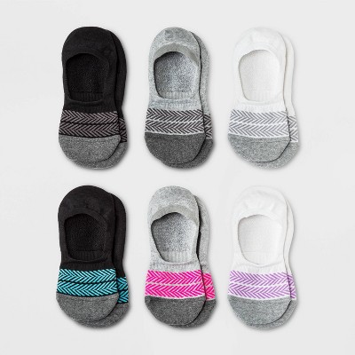 Women's Chevron Cushioned 6pk Liner Athletic Socks - All in Motion™ White/Gray/Black 4-10