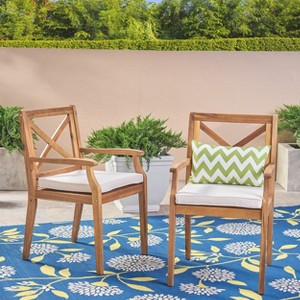 VYNXARIA Dining chair,2PCS with 2 Cream Cushions,for Backyard, Poolside, Garden,Cream - 1 of 4