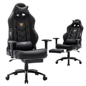 FURNIinspire Task and Office Chairs Home Office Computer Chair Swivel Desk Chair Comfy with Footrest, Adjustable Height, Black, 19.7"*21.3"*49.2" - 1 of 4