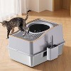 Stainless Steel Enclosed Cat Litter Box with High Sided Lid, Easy-Clean Detachable Tray, Odor Control, Includes Litter Mat & Scoop, Hidden Cat Toilet - 4 of 4