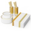 ROVSUN 240 Pieces Gold Disposable Dinnerware Set 30 Guests,Elegant Plastic Plates for Party Wedding - 3 of 4
