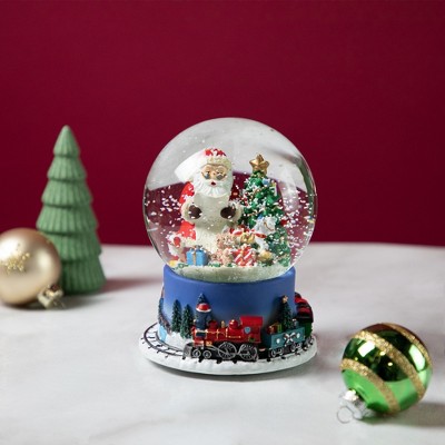 Santa and Train Christmas Musical Snow Globe with Glitter - 6.5"