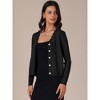 INSPIRE CHIC Women's Cropped Casual Long Sleeve V Neck Button Down Cardigans Sweater - 2 of 4