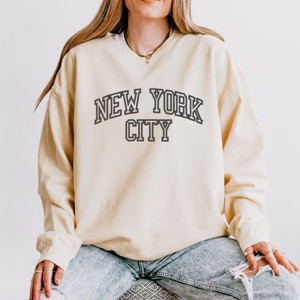 Simply Sage Market Embroidered New York Varsity Lightweight Garment Dyed Sweatshirt - 1 of 4
