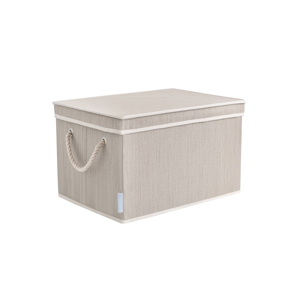 WeThinkStorage 2pk 34L Folding Fabric Storage Bin with Rope Handle and Lid Clay