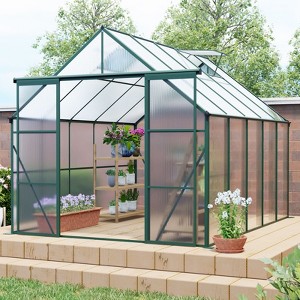 CAVINAS Polycarbonate Greenhouse with UV Protection Walk-in Storage Shed with Adjustable Vent Window - 1 of 4