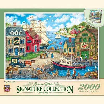 MasterPieces Signature Seagulls Delight - Colorful Harbor 2000 Piece Jigsaw Puzzle by Bonnie White