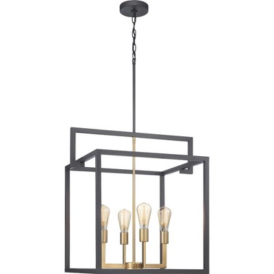 Blakely Graphite and Brass 4-Light Geometric Pendant