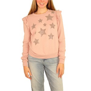 I.N.C International Concepts Womens Stars Sweatshirt, Pink, X-Small - 1 of 4
